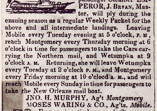 Steamship Company Advertisement, 1849