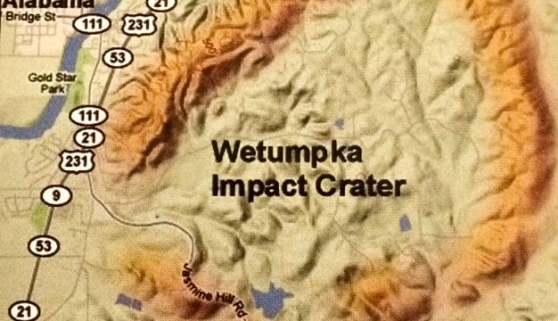 Wetumpka Crater Elevation Diagram