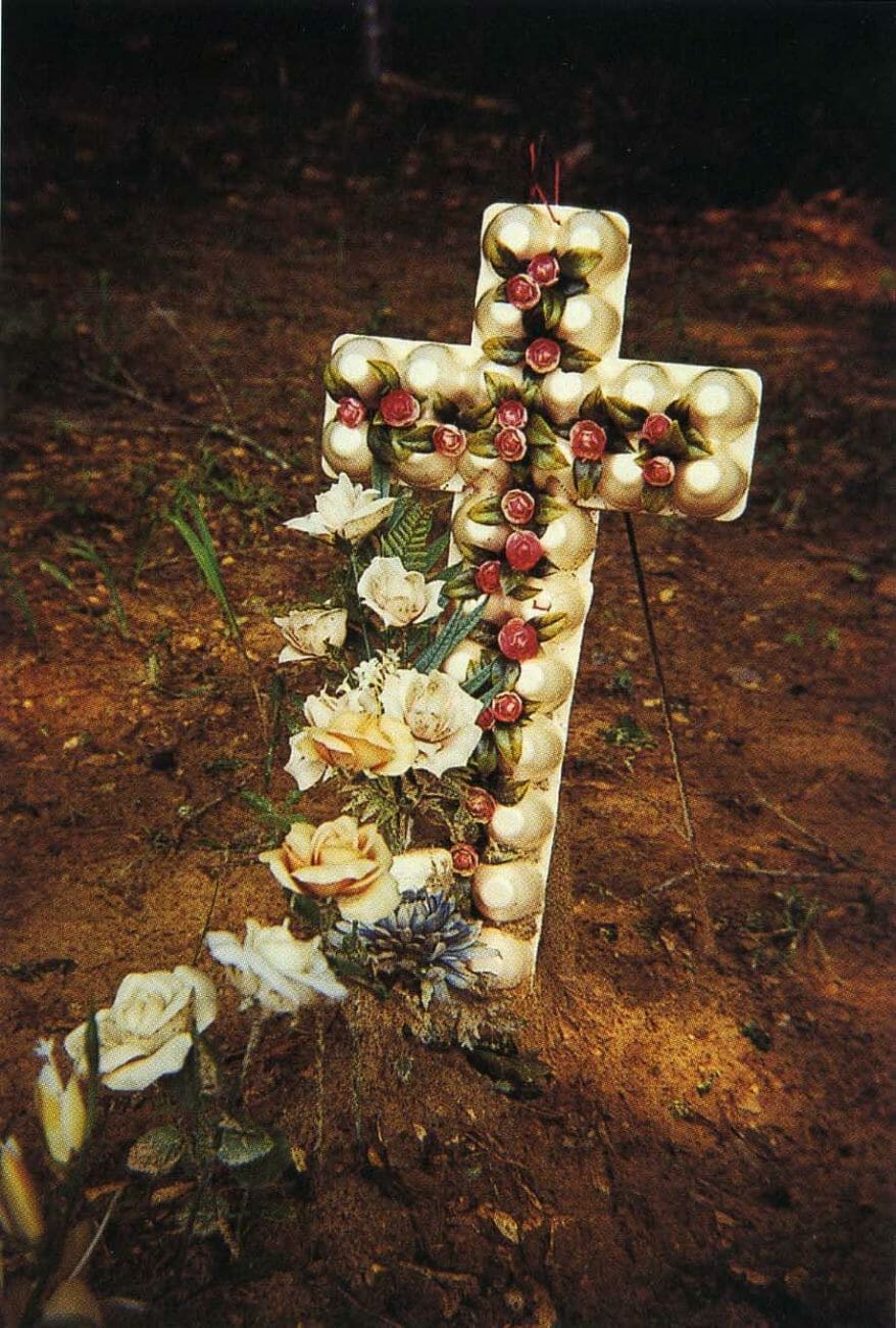 Grave with Egg Carton Cross, Hale County, Alabama