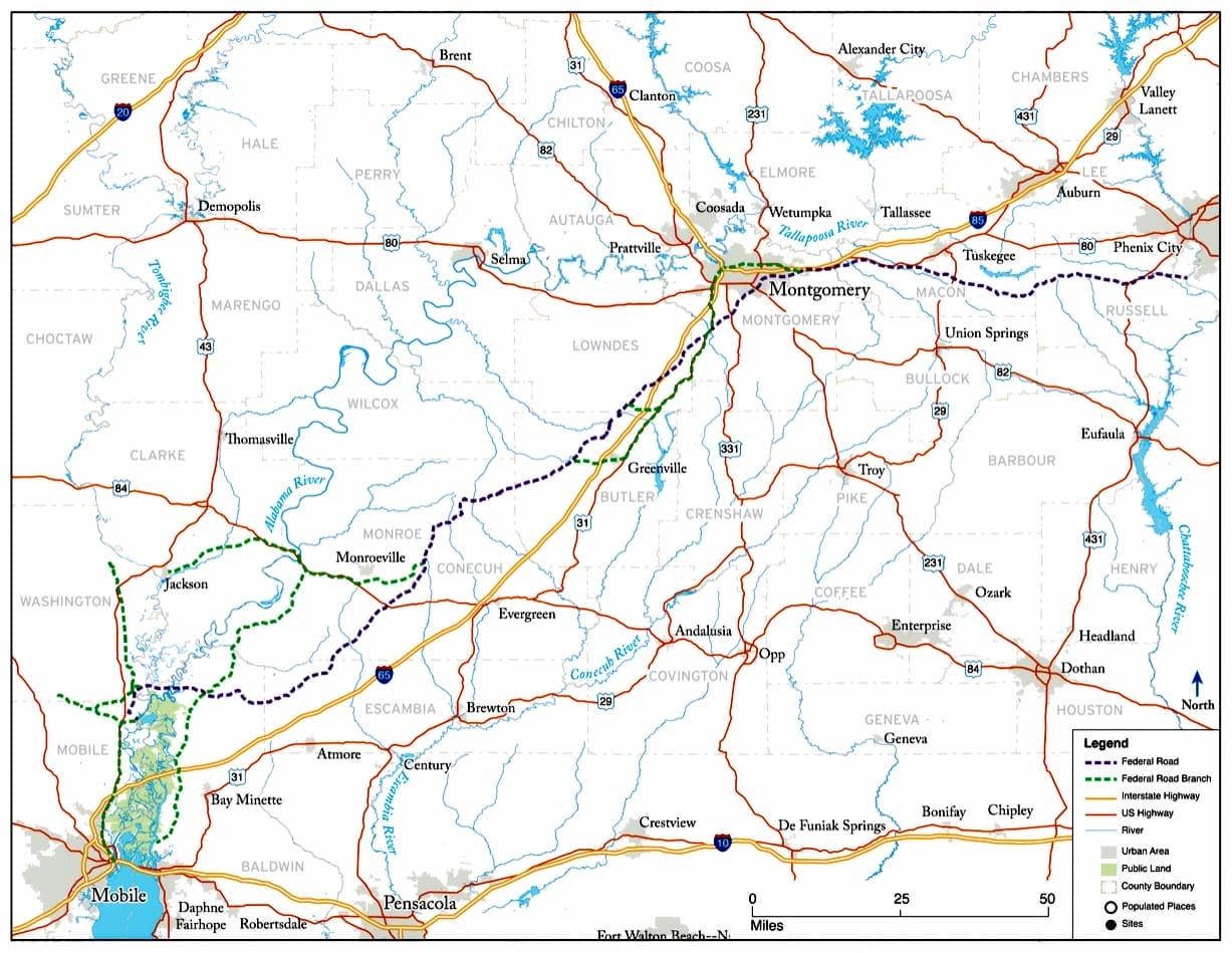 Map of the Federal Road