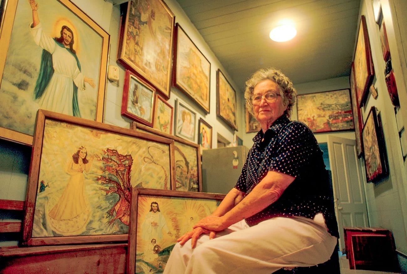 Myrtice West Amidst Her Paintings