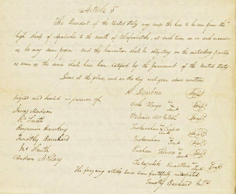 First Treaty of Washington, 1805, signatures