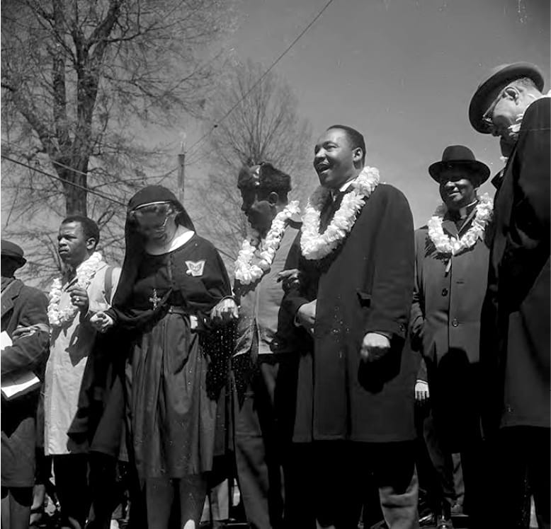 Martin Luther King and other at Selma to Montgomery March